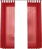 Two red sheer curtains hanging on a curtain rod. Produktbild-Vorschau