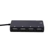 A black USB hub with four ports is shown against a white background. Produktbild-Vorschau