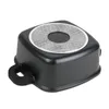The bottom of a black square pot with a silver, textured base is shown against a white background. Produktbild-Vorschau