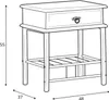 A line drawing of a nightstand with a drawer and a shelf. Náhled obrázku produktu