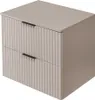A beige, two-drawer cabinet with fluted drawer fronts and black handles, shown from a three-quarter angle against a white background. Náhled obrázku produktu