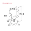 A technical drawing with dimensions of a metal post anchor. Produktbild-Vorschau