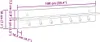 A diagram showing the dimensions of a wall-mounted coat rack with hooks and a shelf. Náhled obrázku produktu
