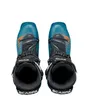 Skischuhe "F1 GT" von Scarpa in Blau und Schwarz mit orangefarbenen Akzenten; von oben betrachtet. Voir les images du produit