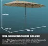 A diagram showing the dimensions of a large, double parasol against a blue background. Anteprima dell’immagine prodotto