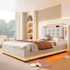 A modern bedroom with a bed, shelves, and a chair. Produktbild-Vorschau