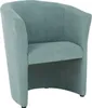 A teal armchair with a curved back and seat. Podgląd zdjęcia produktu