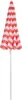 A closed umbrella with red and white stripes on a white background. Produktbild-Vorschau