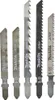 A set of five jigsaw blades arranged vertically. Podgląd zdjęcia produktu