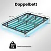 A metal bed frame is shown with dimensions and weight capacity indicated. Podgląd zdjęcia produktu