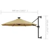 vidaXL Parasol mural avec LEDs 300 cm Taupe Voir les images du produit 7