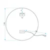 A technical drawing of a round mirror with dimensions and electrical components. Anteprima dell’immagine prodotto
