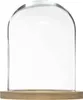 A clear glass dome with a wooden base. Produktbild-Vorschau