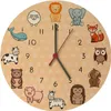 Kinderuhr mit süßen Tieren Wanduhr aus MDF Produktbild-Vorschau 1