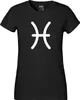 Huuraa Damen T-Shirt Fische Sternzeichen Zeichen XS Black Produktbild-Vorschau 2