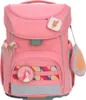 A pink backpack with horse-themed decorations. Voir les images du produit