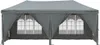 A gray party tent with arched windows is shown against a white background. Produktbild-Vorschau