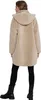 A woman is shown from behind wearing a beige sherpa jacket and black leggings. Produktbild-Vorschau