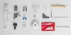 A flat lay of sewing machine accessories on a white background. Produktbild-Vorschau