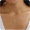 Collier croix pour femme plaqué or 18 carats avec boîte à Voir les images du produit 1