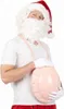 A person dressed as Santa Claus is holding a fake pregnant belly. Produktbild-Vorschau