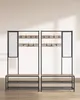 Two identical hall trees with benches and coat hooks are displayed side by side against a plain background. Produktbild-Vorschau