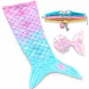 3-teiliges Meerjungfrauen-Set für Kinder – Kuscheldecke mit Produktbild-Vorschau 1