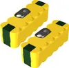 Two yellow rechargeable batteries with green accents and black connectors. Produktbild-Vorschau