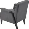 A dark gray upholstered armchair shown from a rear-quarter angle. Voir les images du produit