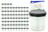 A set of small glass jars with black lids, along with a recipe booklet, displayed on a white background. Produktbild-Vorschau