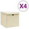 vidaXL Úložné boxy s víkem 4 ks 28x28x28 cm krémová Náhled obrázku produktu 6