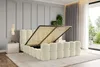 A bedroom scene with a bed frame open to reveal storage space. Produktbild-Vorschau