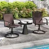 Two brown outdoor chairs and a small black table are set up on a patio next to a swimming pool. Produktbild-Vorschau