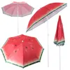 Multiple views of a watermelon-themed folding sun umbrella. Podgląd zdjęcia produktu