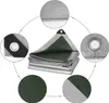 A folded tarp with close-up views of its material and grommets. Produktbild-Vorschau