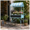 Blumenwagen Vintage Metall blau Dekowagen Buffetwagen auf Produktbild-Vorschau 2