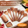 Kochlöffel Holz Set aus natürliches Teakholz, 9 Stück Produktbild-Vorschau 2