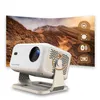 A projector displaying a landscape image, with feature icons on the side. Voir les images du produit