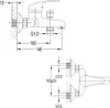 Technical drawing of a faucet with dimensions and connection details. Náhled obrázku produktu