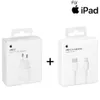 Two Apple product boxes are shown side-by-side with a plus sign in between, indicating a bundle. Text at the top indicates compatibility with iPad. Produktbild-Vorschau