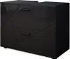 A black, high-gloss vanity cabinet with a geometric design on the drawer fronts. Náhled obrázku produktu