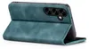 A teal flip cover case for a smartphone is shown from a side angle, with the cover open. Produktbild-Vorschau