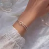 Eleganter Damen Armreif mit Doppel-Kette – Silberfarben, Produktbild-Vorschau 5