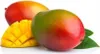 Three mangoes, one of which is cut into cubes, are arranged on a white background. Podgląd zdjęcia produktu