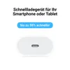 A graphic showing a USB-C port and text promoting fast charging. Produktbild-Vorschau