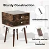A product image showing a nightstand with its legs being attached, highlighting assembly and construction features. Náhled obrázku produktu