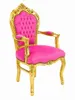 Barockstuhl Barock Stuhl Armlehne Pink Gold Stoff Esszimmer Produktbild-Vorschau 2