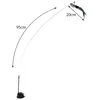 A cat toy with a feather attachment on a flexible rod, with dimensions indicated. Voir les images du produit