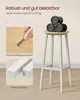 A bar stool with weights on top, and inset images highlighting its features. Produktbild-Vorschau