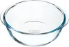 A clear glass bowl with blue rim and handles. Anteprima dell’immagine prodotto